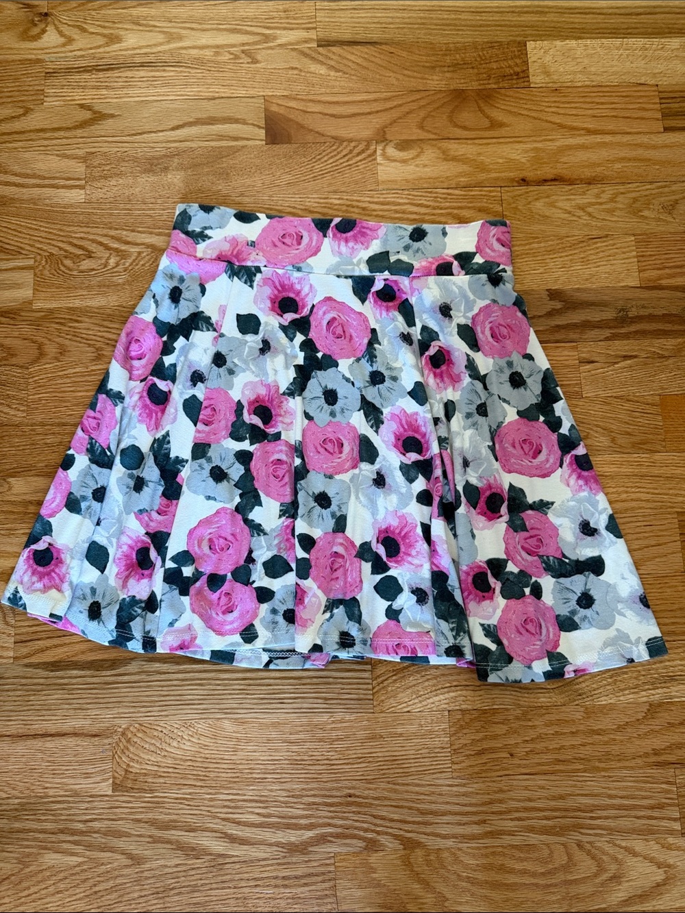Divided Pink & White Floral Skater Skirt